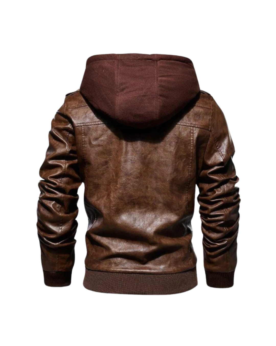 Jaqueta Masculina Strike em Couro com Capuz Removível