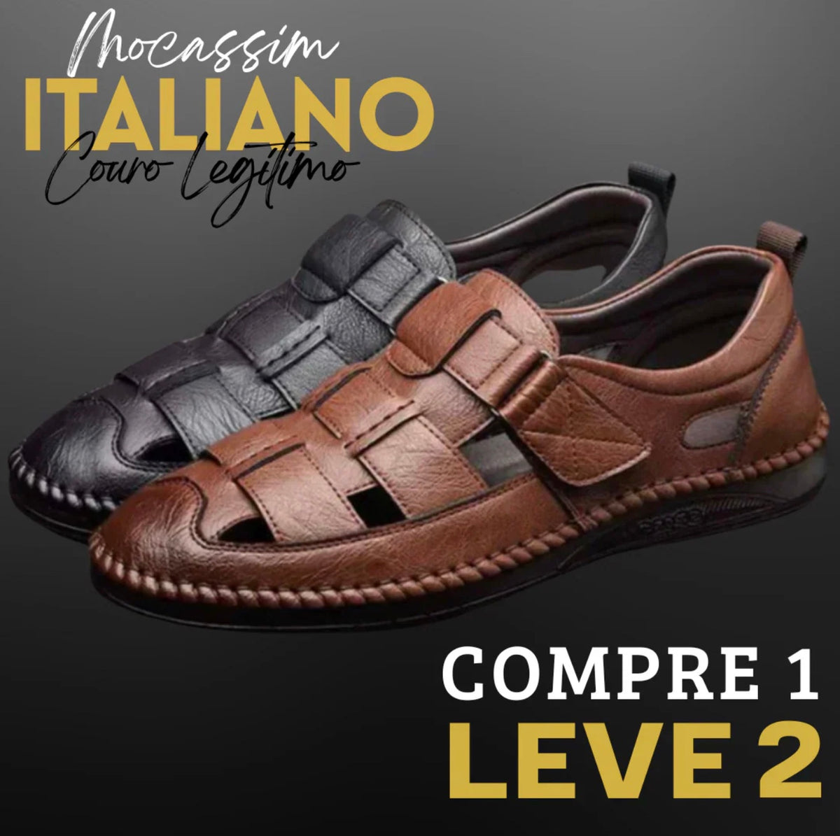 Mocassim Sandália Italiana de Couro Legítimo [PAGUE 1 LEVE 2]